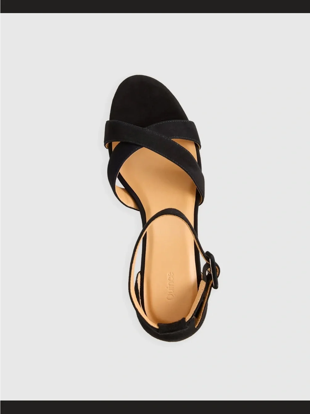 Quince Italian Leather Crisscross Platform Sandal Black Suede 10